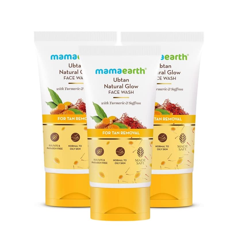 Mamaearth Ubtan Natural Face Wash For all Skin Type with Turmeric & Saffron for Tan Removal 150 ml (Pack of 3) Mamaearth Ubtan Natural Face Wash For all Skin Type with Turmeric & Saffron for Tan Removal 150 ml (Pack of 3) - Yellow / 150 ml (Pack of 3)