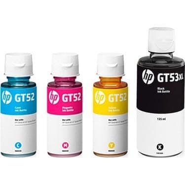 Hp Gt53xl Set of 4 Colors Black Cyan Yellow Magenta Original Ink Bottle (1vv21aa) view 2