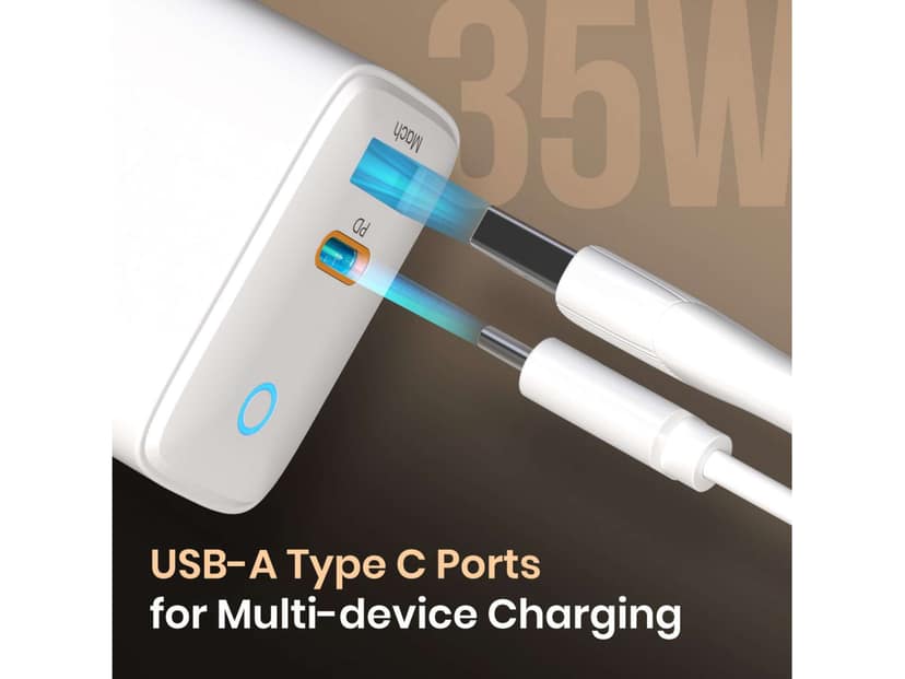 Portronics Adapto 35B 35W Fast Charging, Type C PD Port, USB A Mach Port, LED Indicator view 2