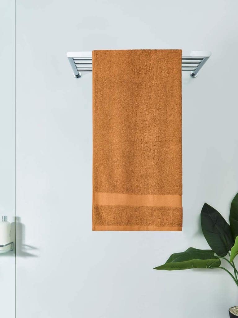 DDECOR - Vital Collection 100% Cotton Bomboo Plains And Textures Pattern Bath Towel |75 CM X 150 CM| - Orange