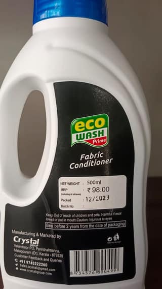 ECOWASH FABRIC CONDITIONER 500ML