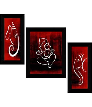 Saf Lord Ganesh Ji Religious Wall Hanging Painting With Frame