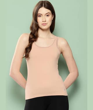 Leading Lady Pack of 1 Camisole/ Tank Top Cotton Blended Camisoles ( Peach )