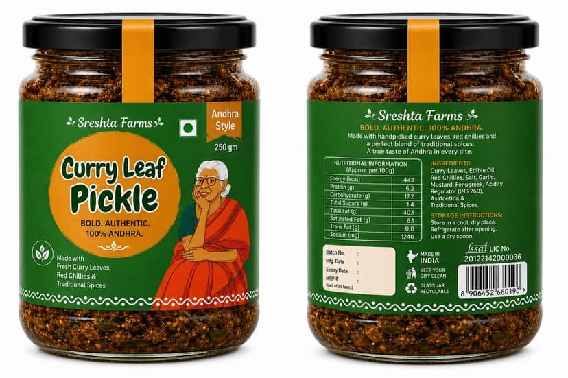 Sreshta Farms Curry Leaf Pickle 250g view 2