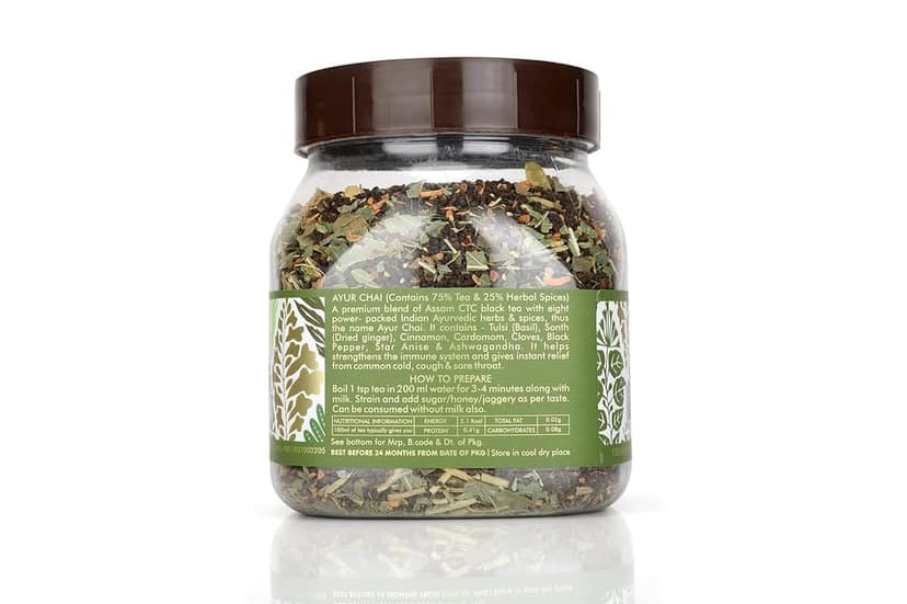 Octavius Ayur Chai - 250 Gms Jar | 8 Ayurvedic Herbs And Spices | Herbal Tea | 100% Natural | Made With Exotic Indian Ayurvedic Herbs | Immunity Booster | Nature Care Tea view 2