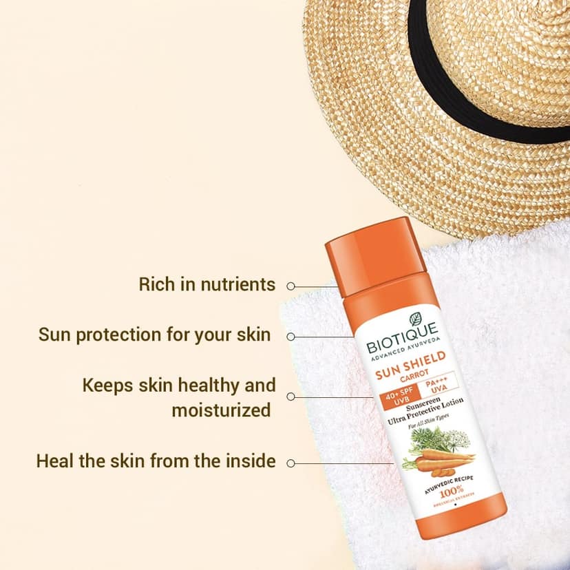 Biotique Sun Shield Carrot 40+SPF Sunscreen Lotion 120ml view 2