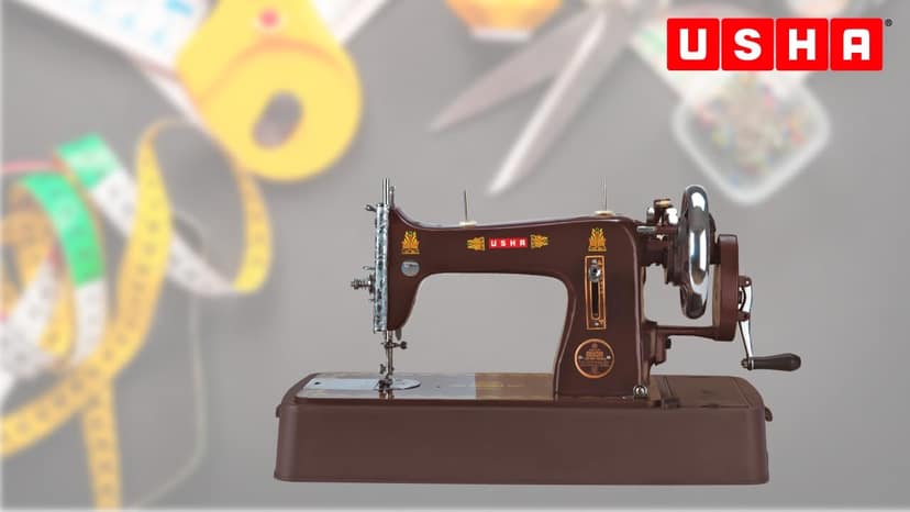 USHA Bandhan DLX Manual Sewing Machine, Composite Body with Cover - Brown view 2