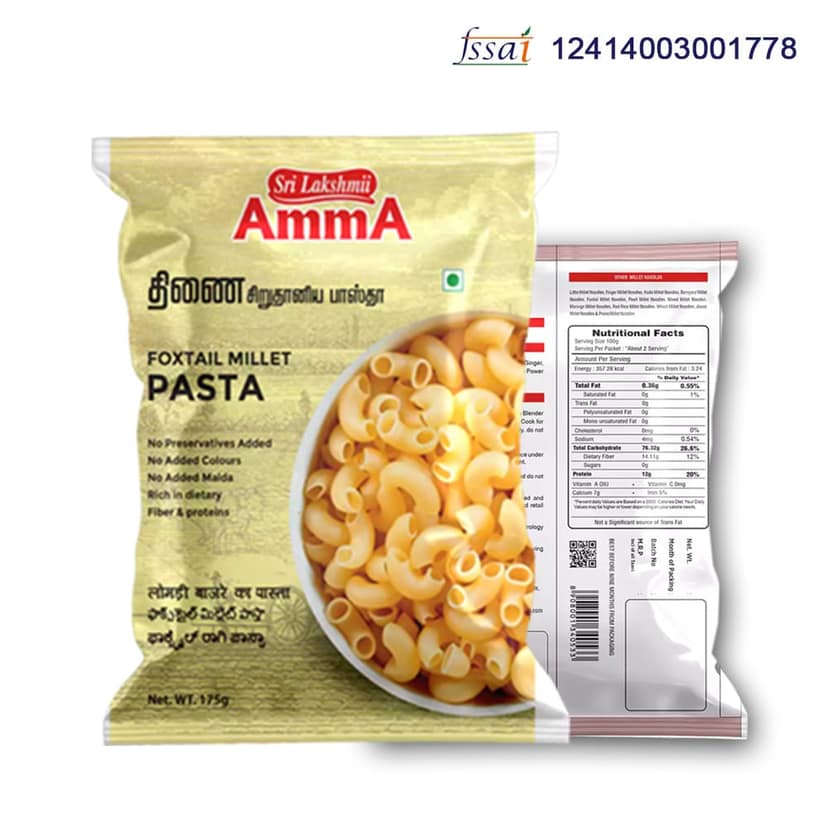 Sri Lakshmi AmmA Millet Pasta 175g | Available in 12 Variants
