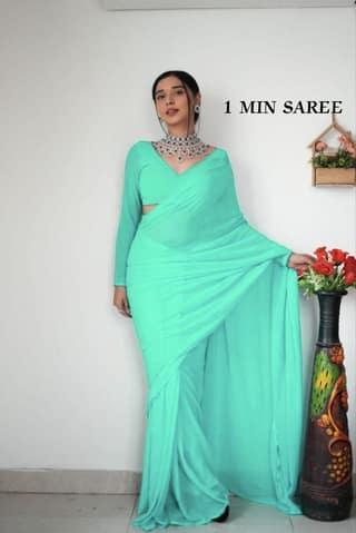 Plain Georgette Ready to Wear Saree Party Wear