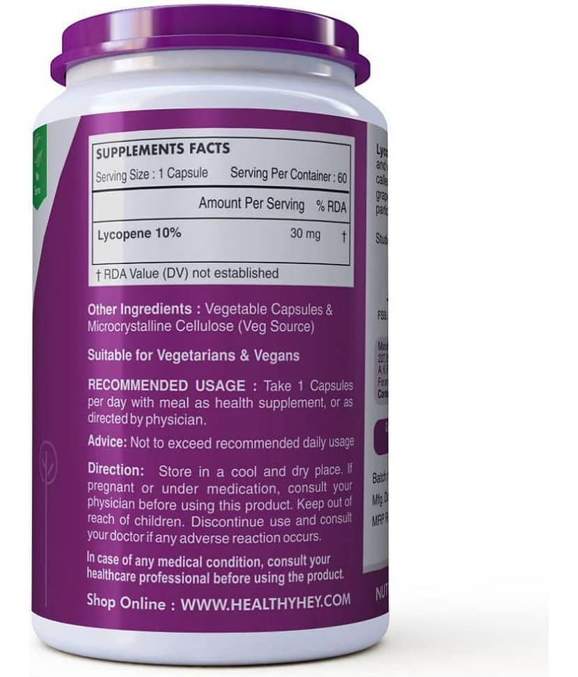 HEALTHYHEY NUTRITION Lycopene 30000mcg - 60 Veg. Capsules 60 gm Capsule view 2