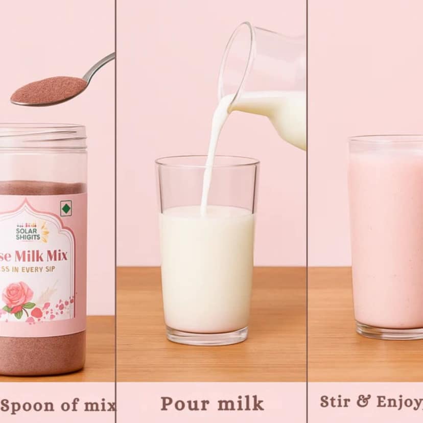 DR. RENGA'S SOLAR DELIGHTS Vegan Rose Milk Powder | 100% Dairy Free (No Milk Solids) | Instant Mix for Milkshakes & Lattes | Jaggery Sweetened | 200g view 2