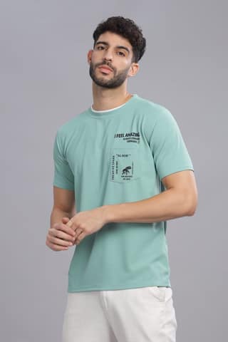 Men Printed Round Neck Polyester White T-Shirt