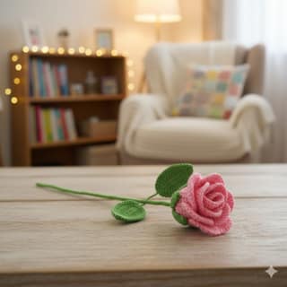 Sakha Crochet Rose Flower Pink Green