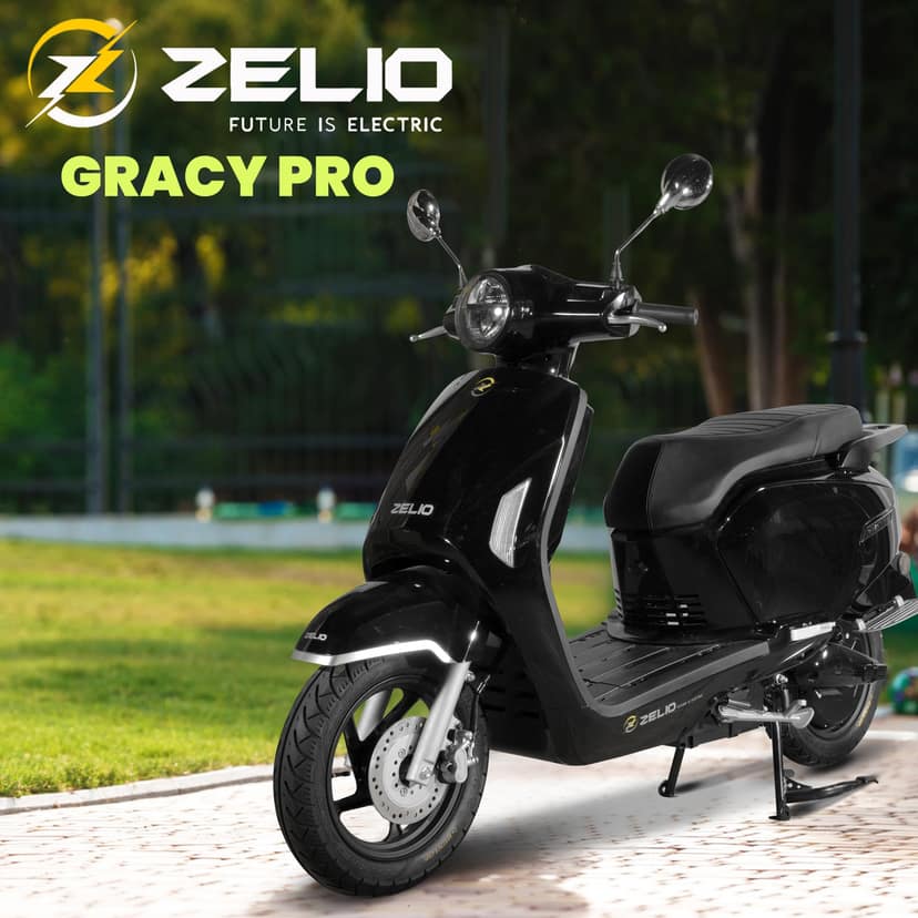 ZELIO GRACY PRO Electric Scooter |72V/32AH Lead Acid Battery | Runs Approx. 50-60 km on Single Charge | Non RTO | Single Disc Brake | DIGITAL DISPLAY | ANTI THEFT ALARM (BLACK) view 2