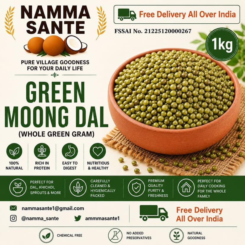 Green Moong Dal, Sabut Moong, Whole Green Gram, Hari Moong, Mung Bean 1kg