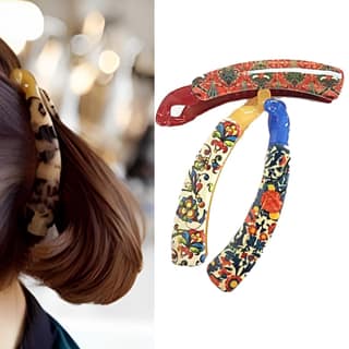 BIRDWARE Big-Size Multi Color Imported Rubber Acrylic Material Stone Banana hair Clips For Women (Multi Colour) | hair clutchers (Pack Of 3 Printed) BIRDWARE Big-Size Multi Color Imported Rubber Acrylic Material Stone Banana hair Clips For Women (Multi C