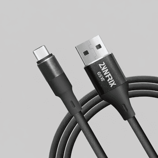 Zyntrix 65W Fast Charging USB-A to Type-C Cable, Data Transfer & Fast Charge, 1 Meter - Black