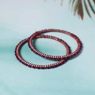 Multicolor - Hand Embroidered Beadwork Bangle (Set of 2)