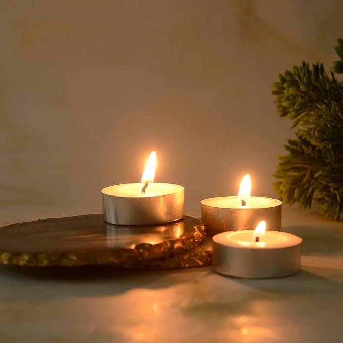 Set of 50 Pure Wax Unscented White Tea Light Candles view 2
