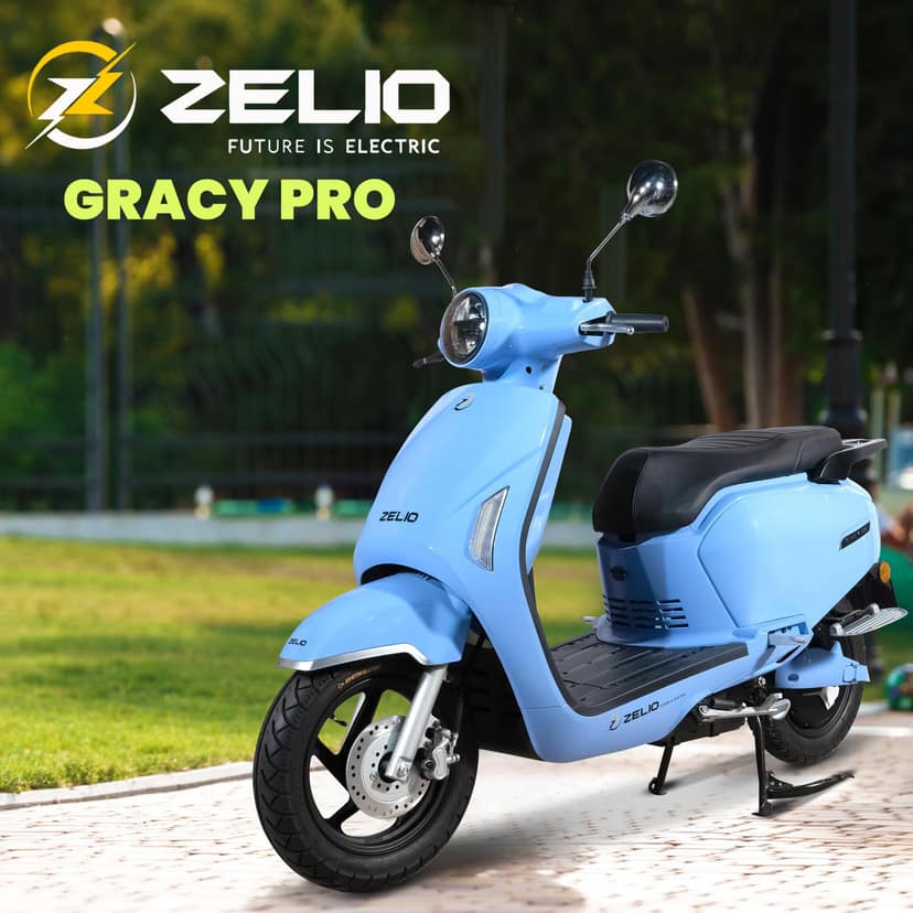 ZELIO GRACY PRO Electric Scooter | 72V/32AH Lead Acid Battery | Runs Approx. 50-60 km on Single Charge | Non RTO | Single Disc Brake | DIGITAL DISPLAY | ANTI THEFT ALARM (AQUA BLUE) view 2
