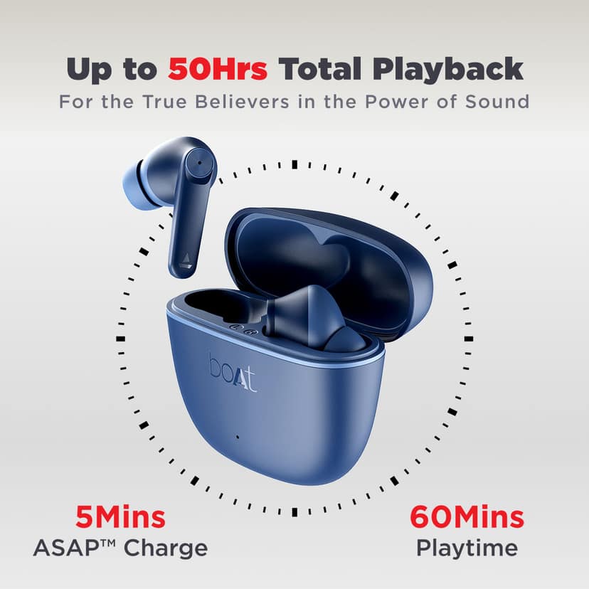 boAt Airdopes Atom 83 | True Wireless Earbuds with up to 50 Hours Playtime, Quad Mics with ENx™ Technology, 13mm Drivers, BEAST™ Mode, ASAP™ Charge Blue view 2