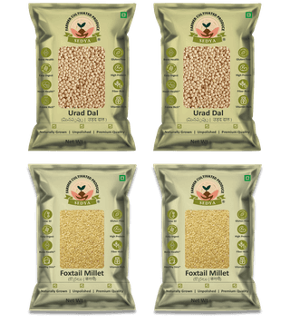 Sedya Premium Urad Dal & Foxtail Millet Combo | Unpolished, Protein & Fiber Rich | 2kg (1kg Each)