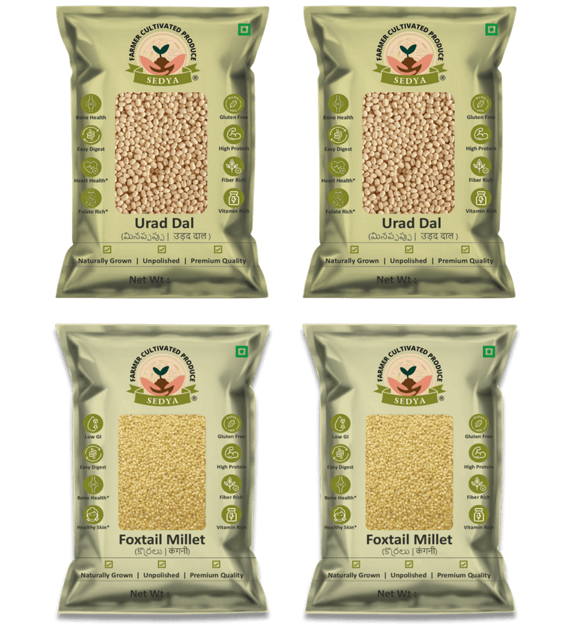 Sedya Premium Urad Dal & Foxtail Millet Combo | Unpolished, Protein & Fiber Rich | 2kg (1kg Each)