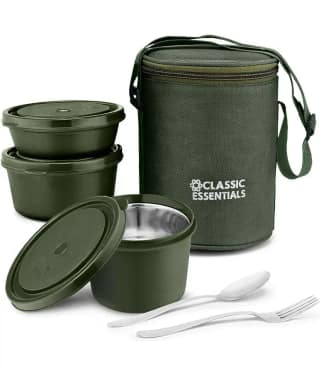 Classic Essenitals Stainless Steel Lunch Box 3 - Container ( Pack of 1 )