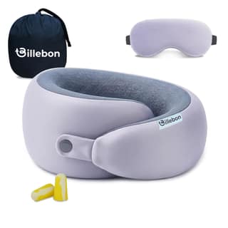 Billebon Memory Foam Neck Pillow with Cooling Gel, Snake Shape Travel Pillow with Snap Button, Neck Rest for Travelling & Flight Travel, Ergonomic Support for Comfort & Pain Relief, Grey, Combo Billebon Memory Foam Neck Pillow with Cooling Gel, Snake Sha