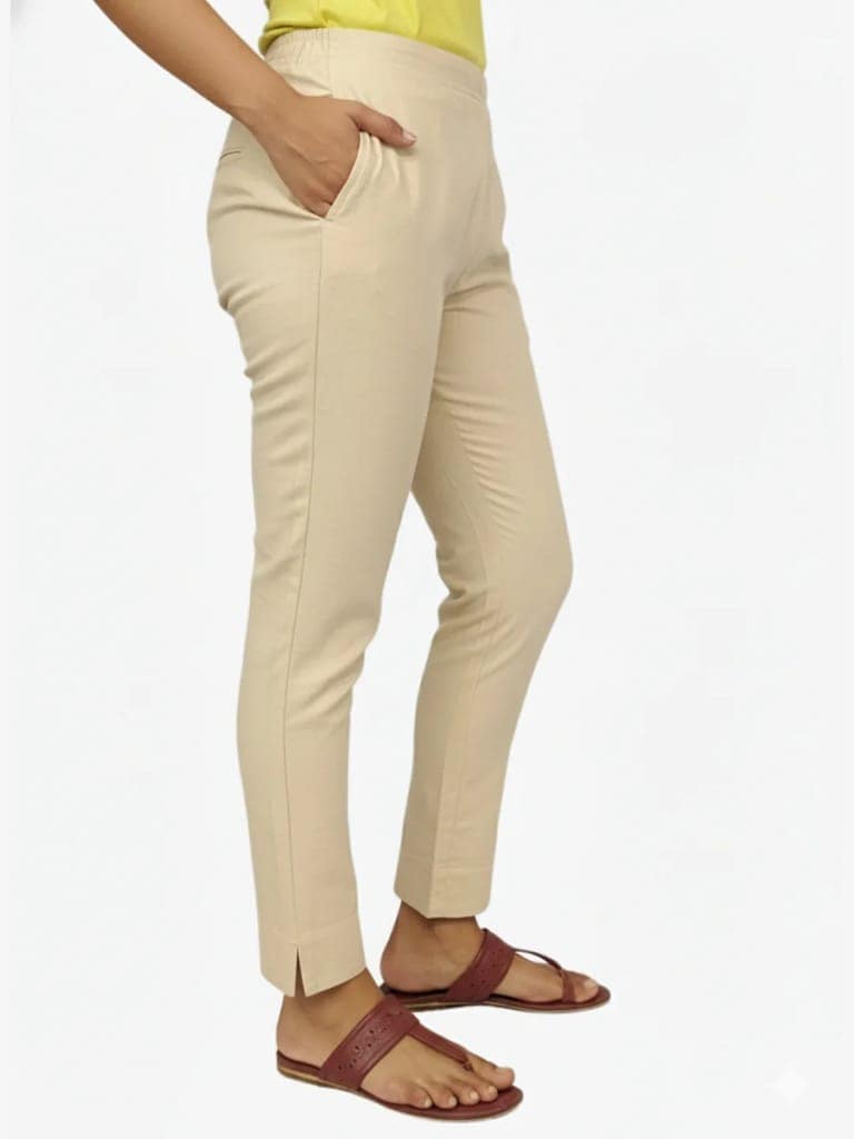 Women's Solid Cotton Trousers view 2