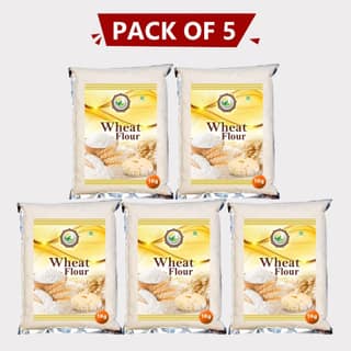 Wheat Flour 5kg (5 x 1 Kg) by Nuh Krishi Producer Company Limited – Pure, Natural & Farm-Fresh Atta for Daily Cooking.