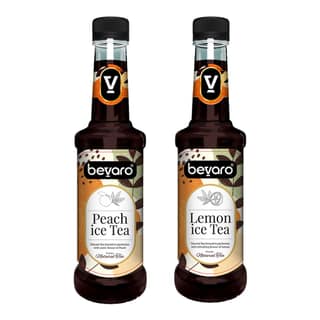 BEVARO Lemon Ice Tea Syrup and Peach Ice Tea Syrup Combo, 300ml each Lemon Ice Tea + Peach Ice Tea (600 ml, Pack of 2)