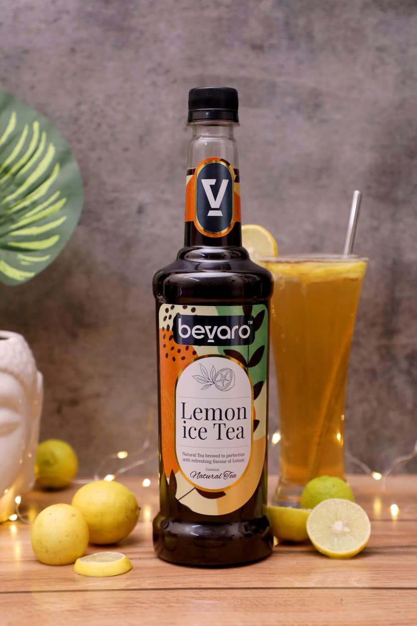 BEVARO Lemon Ice Tea Syrup and Peach Ice Tea Syrup Combo, 300ml each Lemon Ice Tea + Peach Ice Tea (600 ml, Pack of 2) view 2
