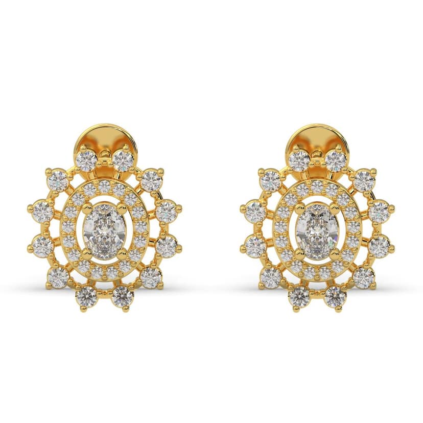 14K Yellow Gold 1/2 Cttw Diamond Earrings
