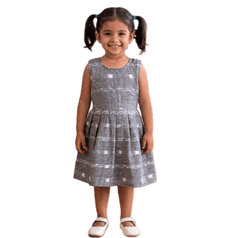 GHL GUENDICHAHAAT Sambalpuri Certified Handloom Cotton Girl's Frock | Ikat Ethnic Wear Dress for Kids | Comfortable Traditional Outfit for Girls
